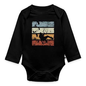 Vintage Kitesurfer - Body Bébé bio manches longues - noir - Devant