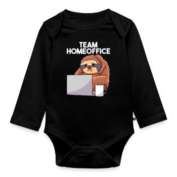 Team Home Office Sloth Home Office Laptop - Organic Longsleeve Baby Bodysuit - black - Front