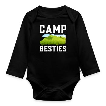 Camping Motorhome Campervan Camp - Baby Bio-Langarm-Body - Schwarz - Vorne