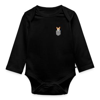 Pocket Welsh Corgi Dog Lover Crazy Corgi Dog - Baby Bio-Langarm-Body - Schwarz - Vorne