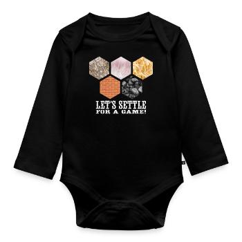 Let's settle for a game - Siedler Brettspiel - Baby Bio-Langarm-Body - Schwarz - Vorne
