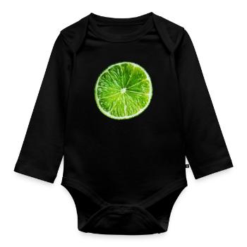 Limette - Baby Bio-Langarm-Body - Schwarz - Vorne