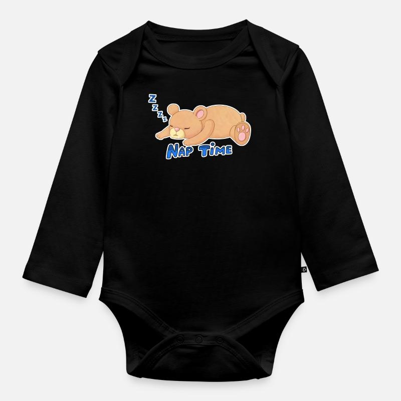 Bär - Nap Time - Baby Bio-Langarm-Body - Schwarz