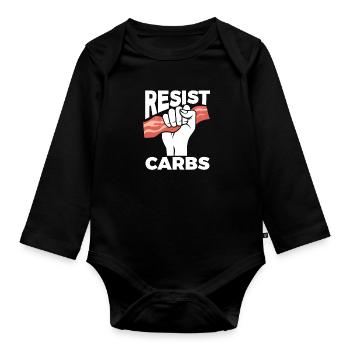 Keto Diät Speck Ketogen Fett Ernährung Geschenk - Baby Bio-Langarm-Body - Schwarz - Vorne