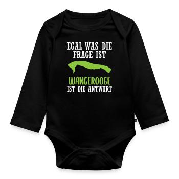 Wangerooge Nordsee Insel Lustiger Spruch Geschenk - Baby Bio-Langarm-Body - Schwarz - Vorne