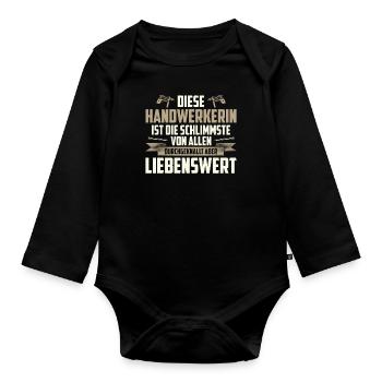 Diese Handwerkerin ist die schlimmste von Allen - Baby Bio-Langarm-Body - Schwarz - Vorne