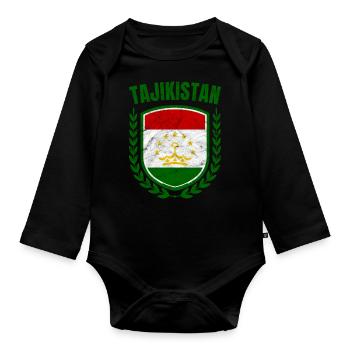 Tajikistan - Organic Longsleeve Baby Bodysuit - black - Front