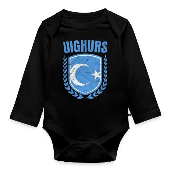 Ouïghours - Body Bébé bio manches longues - noir - Devant