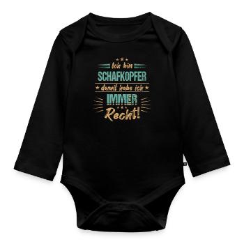 Schafkopfen Schafkopf Kartenspiel Spruch - Baby Bio-Langarm-Body - Schwarz - Vorne