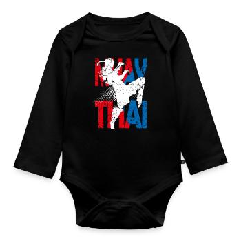 Muay Thai Kickboxing Martial Arts Teakwondo - Organic Longsleeve Baby Bodysuit - black - Front