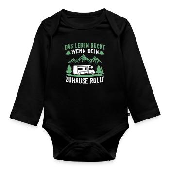 Das leben rockt wenn dein zuhause rollt wohnmobil - Baby Bio-Langarm-Body - Schwarz - Vorne