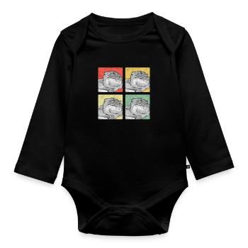 Bartagame Vintage Terraristik Geschenk Agamen - Baby Bio-Langarm-Body - Schwarz - Vorne