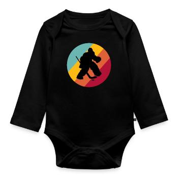 Ice Hockey Goalie Goalkeeper - Organic Longsleeve Baby Bodysuit - black - Front