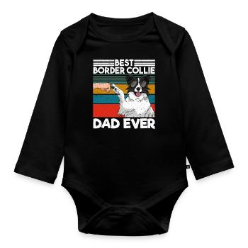 Meilleur Collie Papa Jamais Meilleur Chien Papa Fête des Pères - Body Bébé bio manches longues - noir - Devant