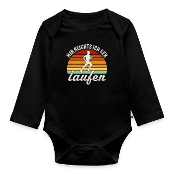 Mir reichts ich geh laufen läuferin joggen - Baby Bio-Langarm-Body - Schwarz - Vorne