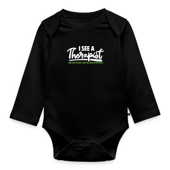 Santé mentale Cadeau en santé mentale - Body Bébé bio manches longues - noir - Devant