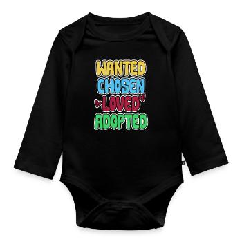 Adoption Familie Geburtstag Weihnachten Geschenk - Baby Bio-Langarm-Body - Schwarz - Vorne