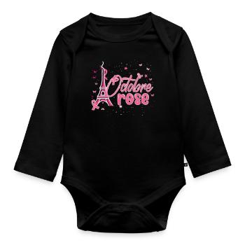 En Octobre We Wear Pink, Paris Octobre Rose - Body Bébé bio manches longues - noir - Devant