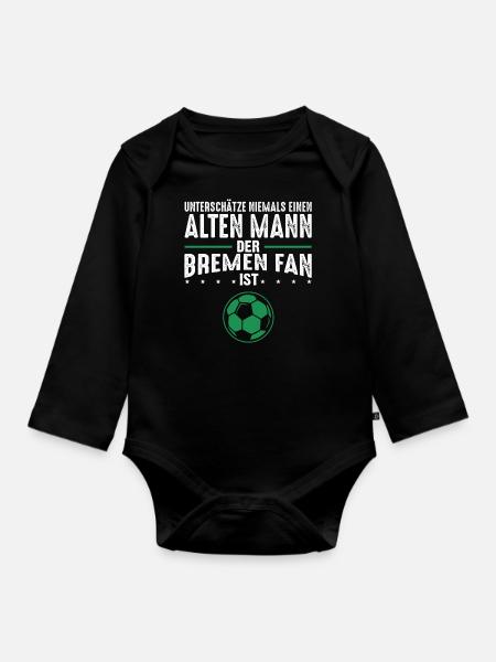 Alter Mann - Bremen Fan | Retro Vintage Fußball - Baby Bio-Langarm-Body - Schwarz