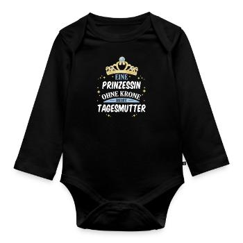 Tagesmutter Tagesmütter Erzieherin Beruf Spruch - Baby Bio-Langarm-Body - Schwarz - Vorne