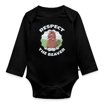 Beaver Rodent Trees Beaver Animal Gift Idea - Organic Longsleeve Baby Bodysuit - black - Front