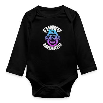 Monkey Funk - Organic Longsleeve Baby Bodysuit - black - Front