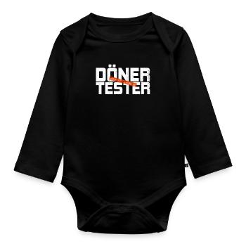 Zertifizierter Döner Tester Kebap Türkisch - Baby Bio-Langarm-Body - Schwarz - Vorne