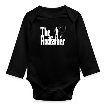 The Rodfather Fishing Angler Gift Fishing Rod - Organic Longsleeve Baby Bodysuit - black - Front