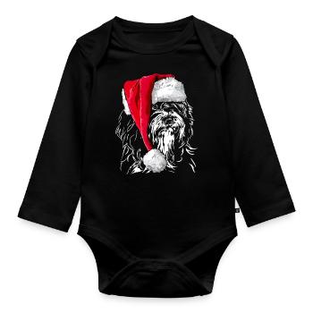 Santa TIBET TERRIER Chiens de Noël Wilsigns - Body Bébé bio manches longues - noir - Devant