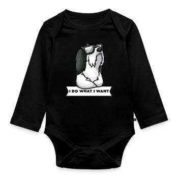Stubborn Bearded Collie Dog Highland Collie - Organic Longsleeve Baby Bodysuit - black - Front