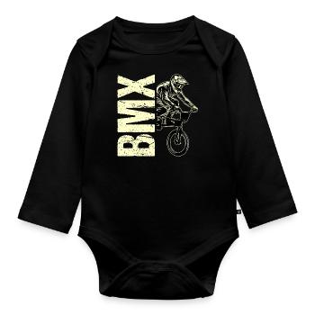 BMX Fahrrad Hobby Sport BMX Geschenkidee - Baby Bio-Langarm-Body - Schwarz - Vorne