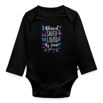 Christian Bible Verse Quote - Baby Bio-Langarm-Body - Schwarz - Vorne