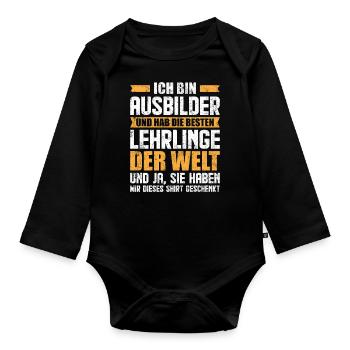Ausbilder Jubiläum Geschenk - Baby Bio-Langarm-Body - Schwarz - Vorne
