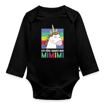 I Always Hear Only MiMiMi Unicorn - Organic Longsleeve Baby Bodysuit - black - Front