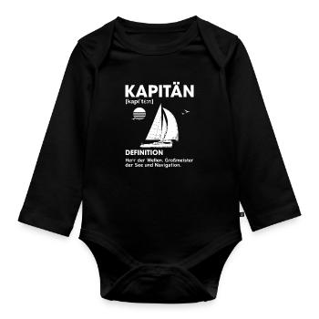 Kapitän Definition Herr der Wellen Großmeister See - Baby Bio-Langarm-Body - Schwarz - Vorne