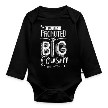 J’ai été promu grand cousin cousin - Body Bébé bio manches longues - noir - Devant