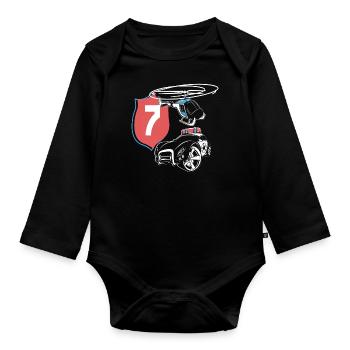 Boys Police 7th Birthday Children's Birthday - Organic Longsleeve Baby Bodysuit - black - Front