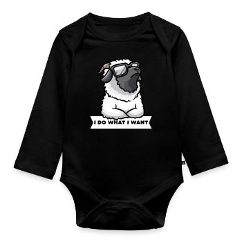 Stubborn Valais black-nosed sheep Sheep - Organic Longsleeve Baby Bodysuit - black - Front