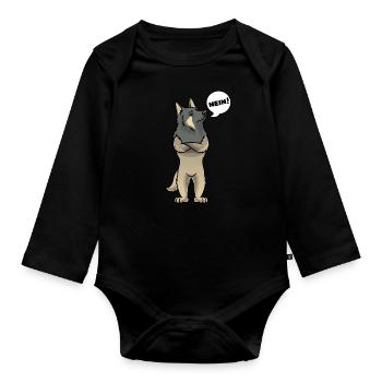 Sturer Tervueren Hund Belgischer Schäferhund - Baby Bio-Langarm-Body - Schwarz - Vorne