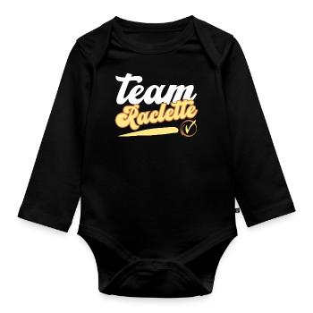 team raclette personalized humor gift idea - Organic Longsleeve Baby Bodysuit - black - Front