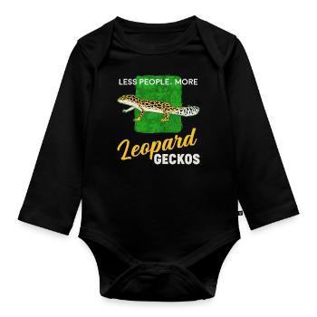Reptilienliebhaber Weniger Menschen Mehr Leopard Geckos - Baby Bio-Langarm-Body - Schwarz - Vorne