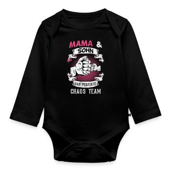 Mama Sohn Familie Geschenk - Baby Bio-Langarm-Body - Schwarz - Vorne