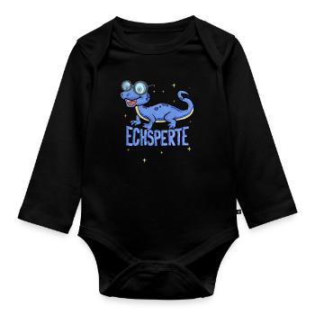 Echsperte, für Echsen, Leguan und Reptilien Fans - Baby Bio-Langarm-Body - Schwarz - Vorne