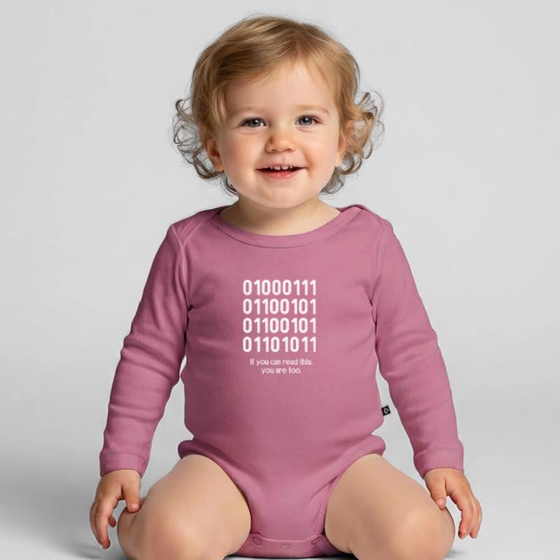 Programmeur de code binaire Cadeau de codeur Body Bébé bio manches longues