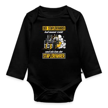 Staplerfahrer Spruch Gabelstapler Geschenk - Baby Bio-Langarm-Body - Schwarz - Vorne