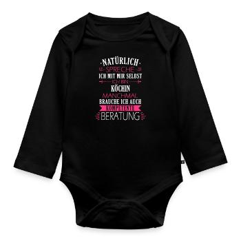 Koch Köchin Chefkoch kochen Küche Beruf Spruch - Baby Bio-Langarm-Body - Schwarz - Vorne