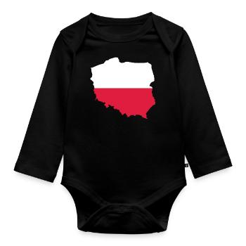 Pologne - Frontière nationale dans le drapeau national - Body Bébé bio manches longues - noir - Devant