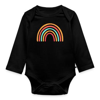 Regenbogen - Baby Bio-Langarm-Body - Schwarz - Vorne