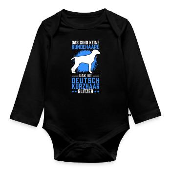 Das ist Deutsch Kurzhaar Glitzer Vorstehhund - Baby Bio-Langarm-Body - Schwarz - Vorne