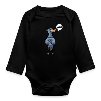 Oiseau à bec-en-sabot têtu Abu Markub - Body Bébé bio manches longues - noir - Devant